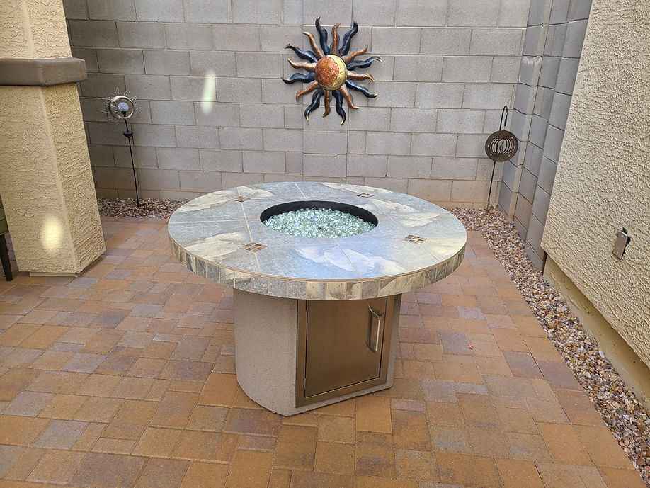 Bahama Outdoor Fire Table - 35,000 BTU Round Dining Height for LP/NG/Wood Use